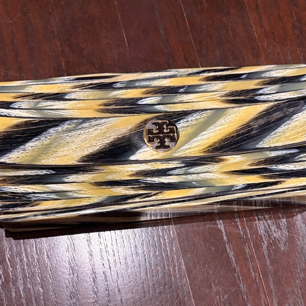 Tory Burch Black and Yellow Patterned Clutch